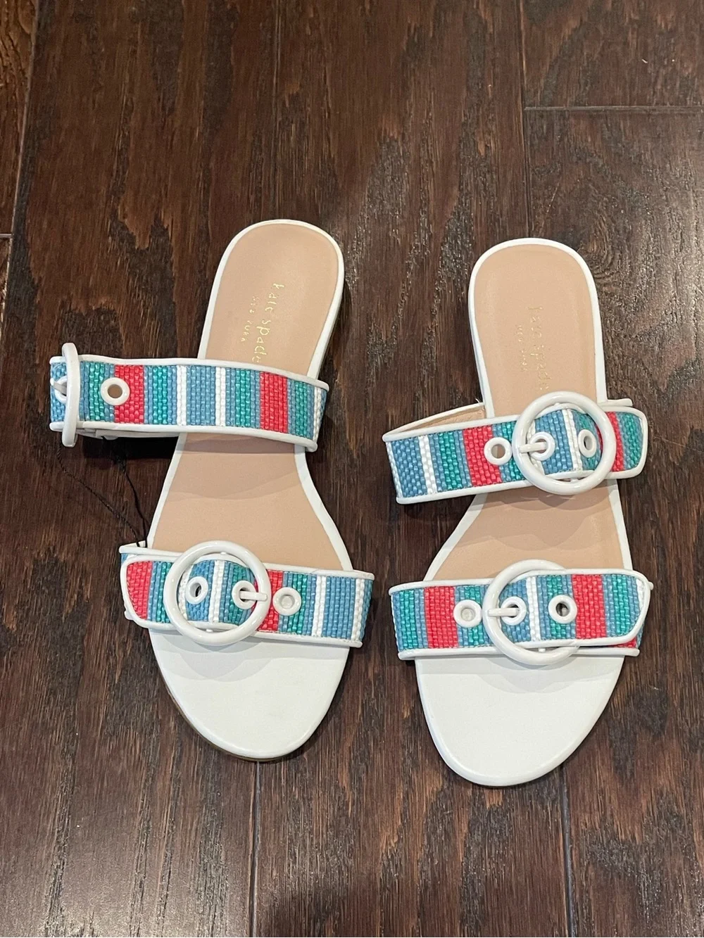 Kate Spade Women Multi Color Double Strap Sandals Marine Size 8.5B